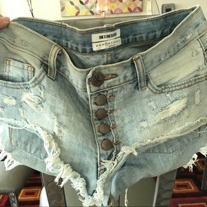 Cut off, denim shorts.